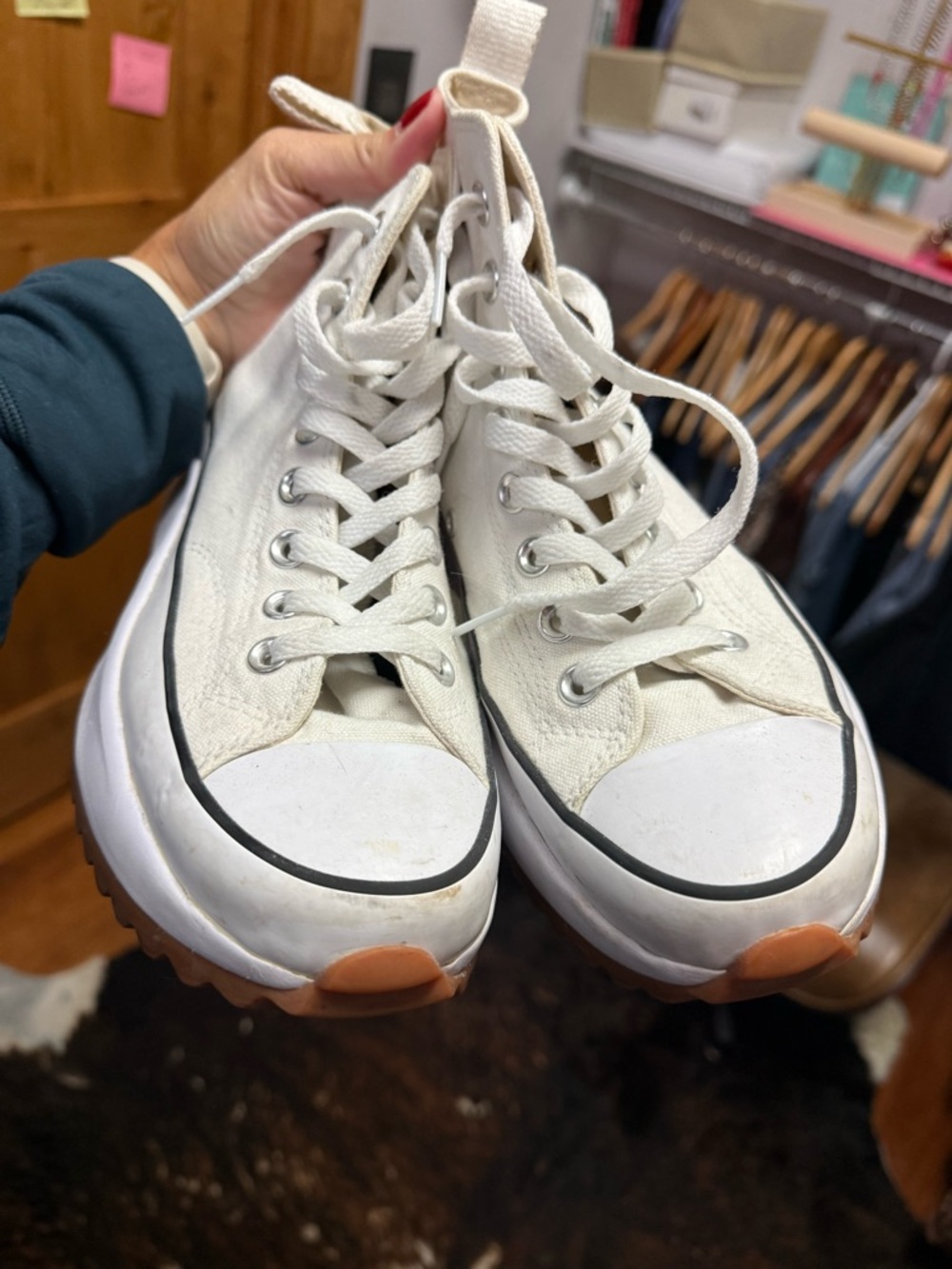 Converse Platform High Top Sneakers in Off-White with Gum Sole - Picture 6 of 9